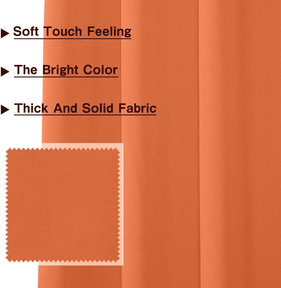 Orange Blackout Curtains for Living Room 95 Inch Long Sliding Door Curtains Thermal Insulated Curtains for Bedoom Grommet Top Window Drapes Single Panel Curtain, 52 x 95 Inch, Orange