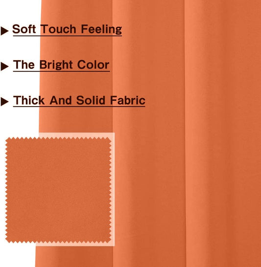 Orange Blackout Curtains for Living Room 95 Inch Long Sliding Door Curtains Thermal Insulated Curtains for Bedoom Grommet Top Window Drapes Single Panel Curtain, 52 x 95 Inch, Orange