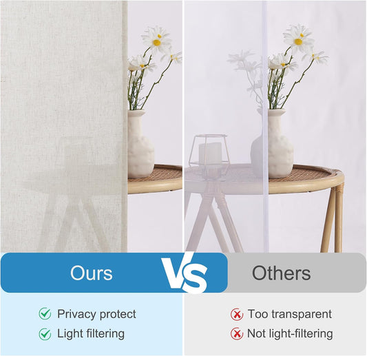 Natural Linen Blended French Door Curtain Privacy Light Filgtering Tricia Window Door Curtain for Patio Sidelight Glass Blind Tie Up Shade for Kitchen, W 26 x L72, Linen, 1 Panel