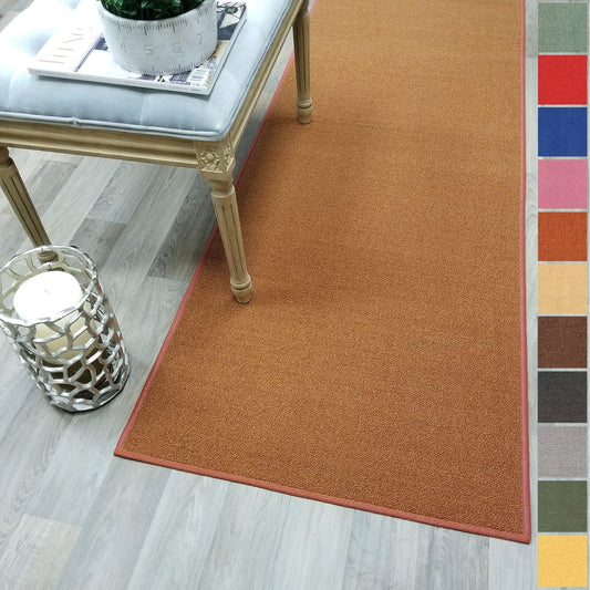 Custom Size Burnt-Orange Solid Plain Rubber Backed Non-Slip Hallway Stair Runner Rug Carpet 22 inch Wide Choose Your Length 22in X 8ft