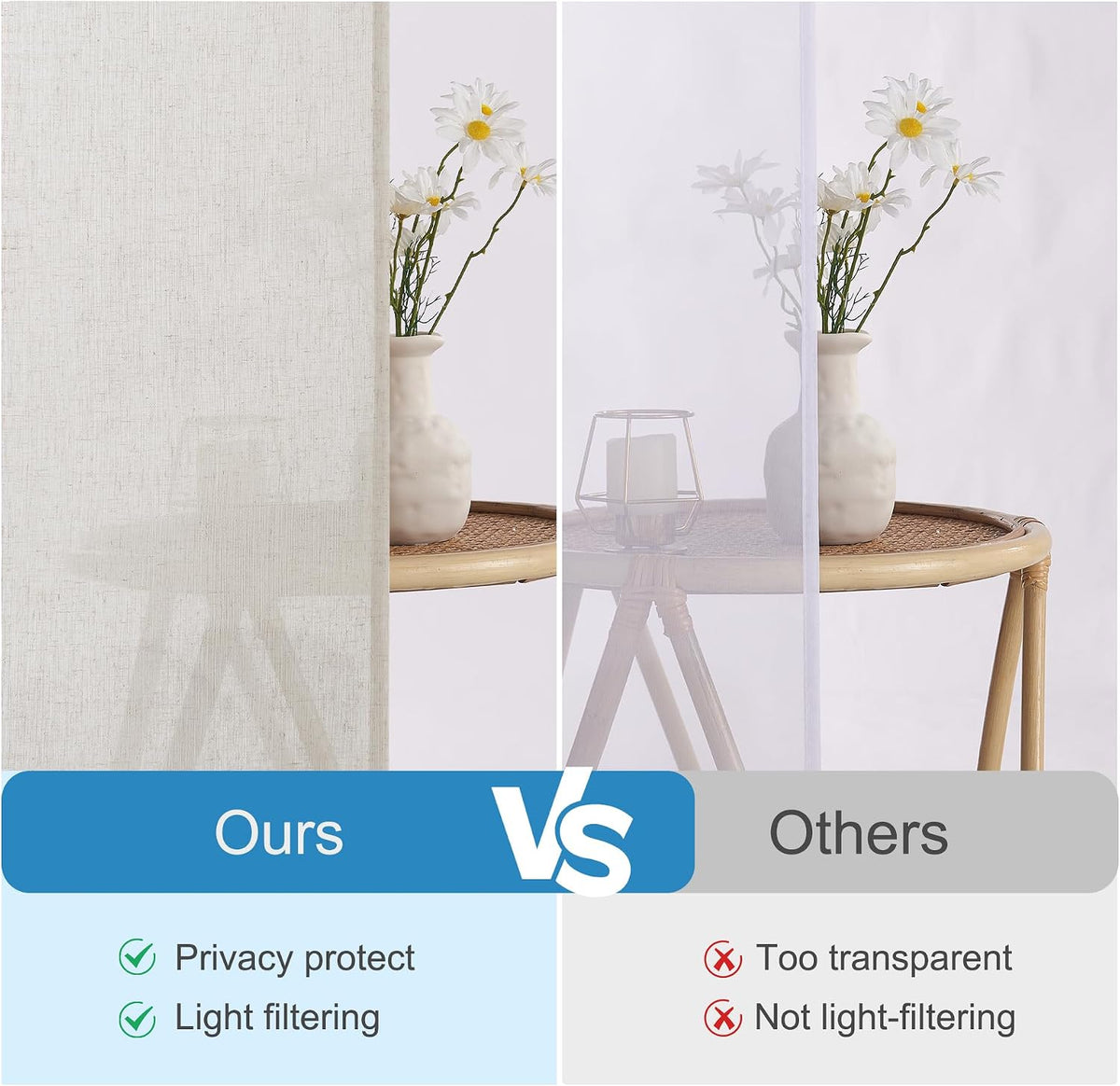 Natural Linen Blended French Door Curtain Privacy Light Filgtering Tricia Window Door Curtain for Patio Sidelight Glass Blind Tie Up Shade for Kitchen, W 26 x L72, Linen, 1 Panel