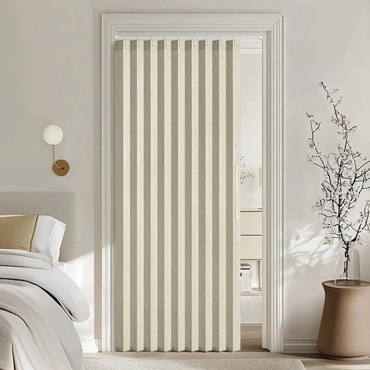 Accordion Style Magnetic Folding Door Curtains for Doorways/Closet, Room Divider Pleated Drapes with Hooks for Interior Living Room/Bedroom/Open Closet, Oatmeal, W39 x L78 inches, 1 Panel