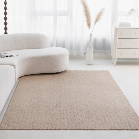 Faux Cashmere Area Rug - 3x5 Modern Low Pile Non-Slip Carpet for Living Room Bedroom, Camel