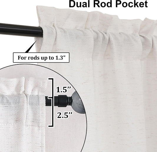 Curtains 54 Inch Length 2 Panels, Light Filtering Faux Linen Burlap Textured Farmhouse Curtain Drapes, Rod Pocket Window Treatments for Bedroom Living Room, Each 30 W x 54 L, Natural