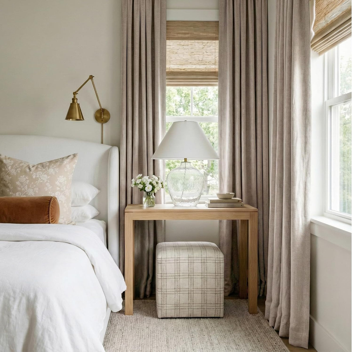 Natural Beige 100% Blackout Linen Curtains for Bedroom 84 inches Long, Thermal Insulated&Privacy Assurd Window Curtains for Living Room Dining Patio Sliding Glass Door, W52 x L84, 2 Panels