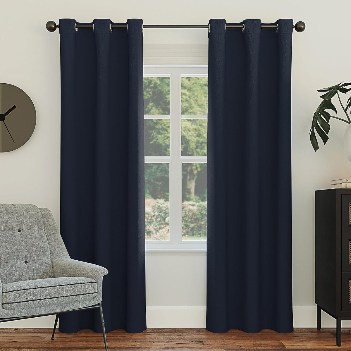 Energy Saving Blackout Grommet Curtain Panel, 84.00" x 40.00", Navy Blue