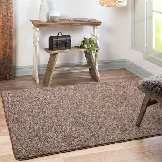 Soft Rugs for Bedroom, 3x5 Living Room Area Rug Washable Memory Foam Small Entryway Throw Rugs Low Pile Minimalist Non Slip Bedside Rug Carpet for Kids Nursery Dorm Room Decor Brown