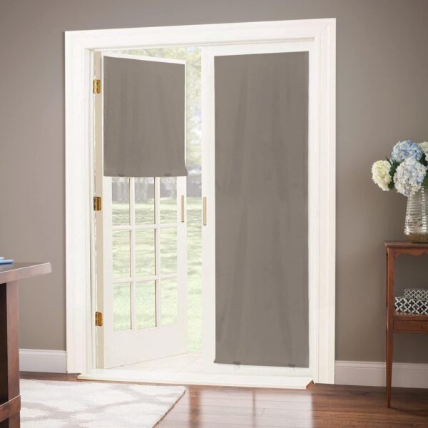 100% Blackout Door Curtain, No Tools No Drill Cordless Blinds for Windows, Thermal Insulated UV Protection Privacy Window Curtains for French Door Front Door(26''W x 68''H, Taupe, 1 Panel)