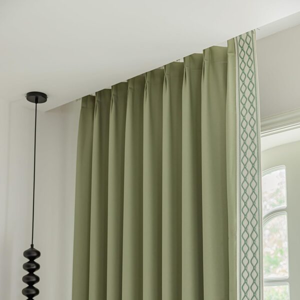 Green Pinch Pleat Curtains, High End Curtains with Trim,for Bedroom Living Room Club Theater Patio Door (50W x 96L(2 Panels))
