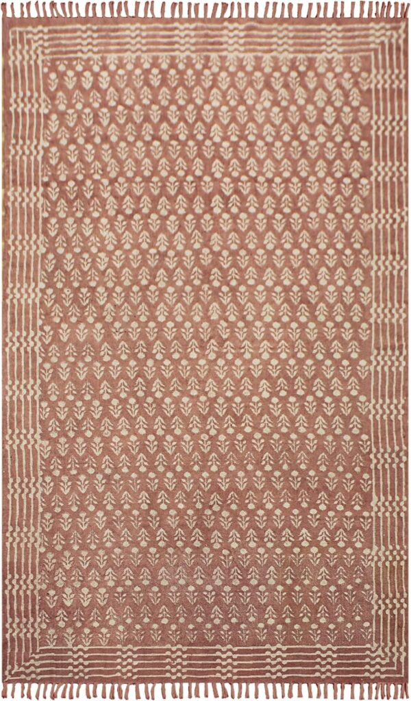 Area Rug 8x10  Rug Blue & Maroon & Beige  Bordered Thick 0 19 inches Stone Easy Washable Rug Hand Wash Cotton Carpet Flatweave Rug Indoor Outdoor Rugs for Living Room, Bedroom